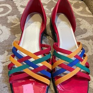 Mootsies Tootsie Colorful Women's Shoes with multi color strap accent. size: 9